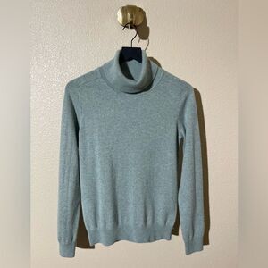 Quince Light Gray Green Turtleneck Cashmere Sweater